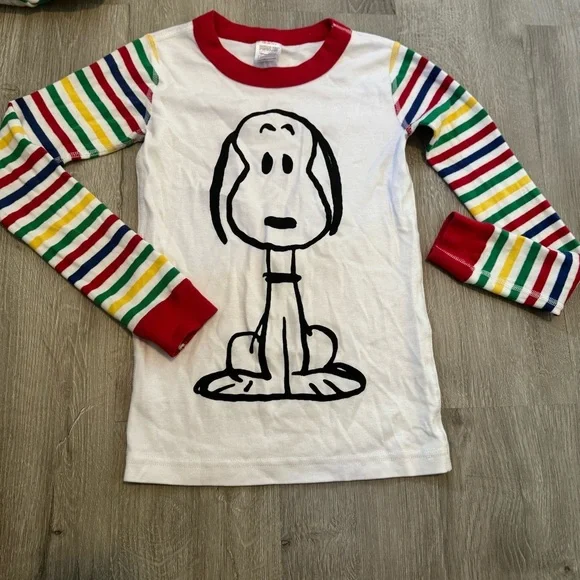 Hanna Andersson X Peanuts Multi Colored Striped  Pajamas Sz 130 cm| US 8 - Picture 3 of 6
